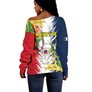 Afro Ra Hachiri 976 Off Shoulder Sweater Coat Of Arms France Flag Style
