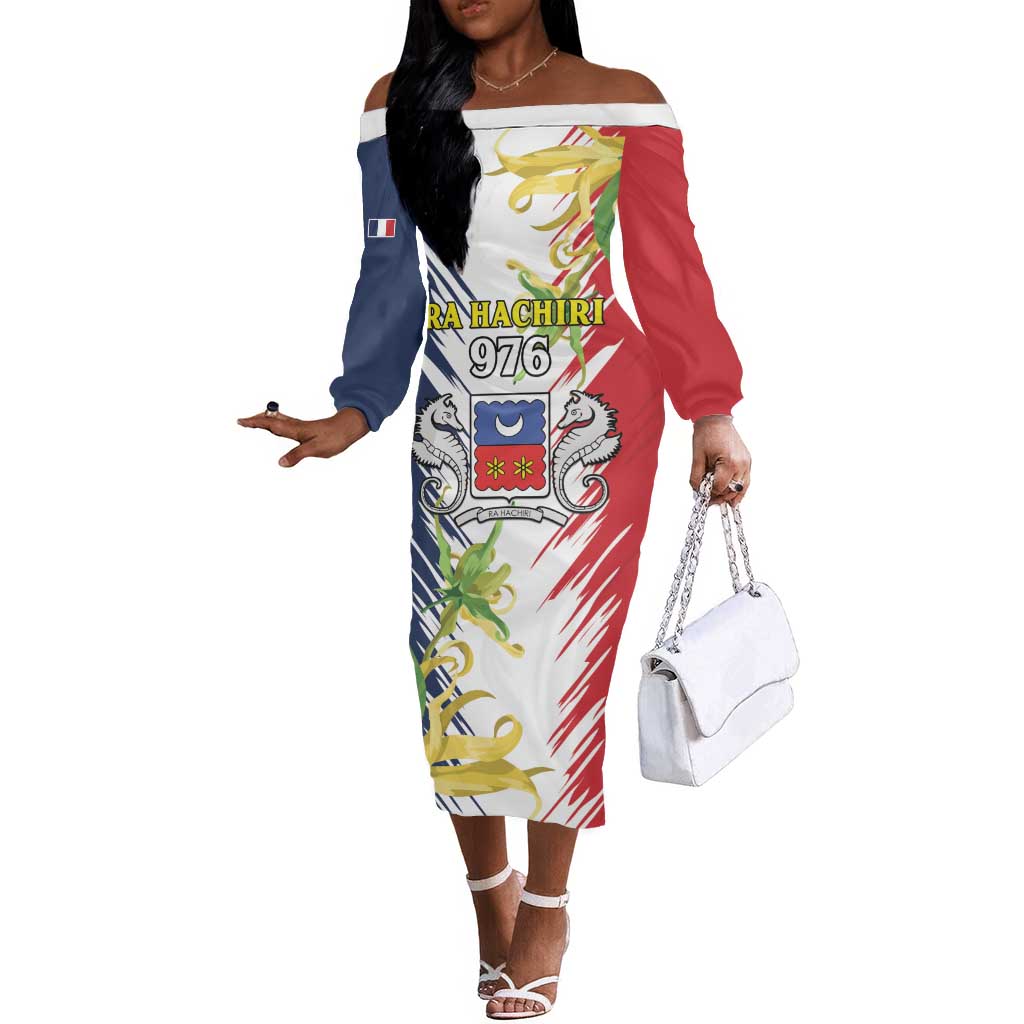 Afro Ra Hachiri 976 Off The Shoulder Long Sleeve Dress Coat Of Arms France Flag Style