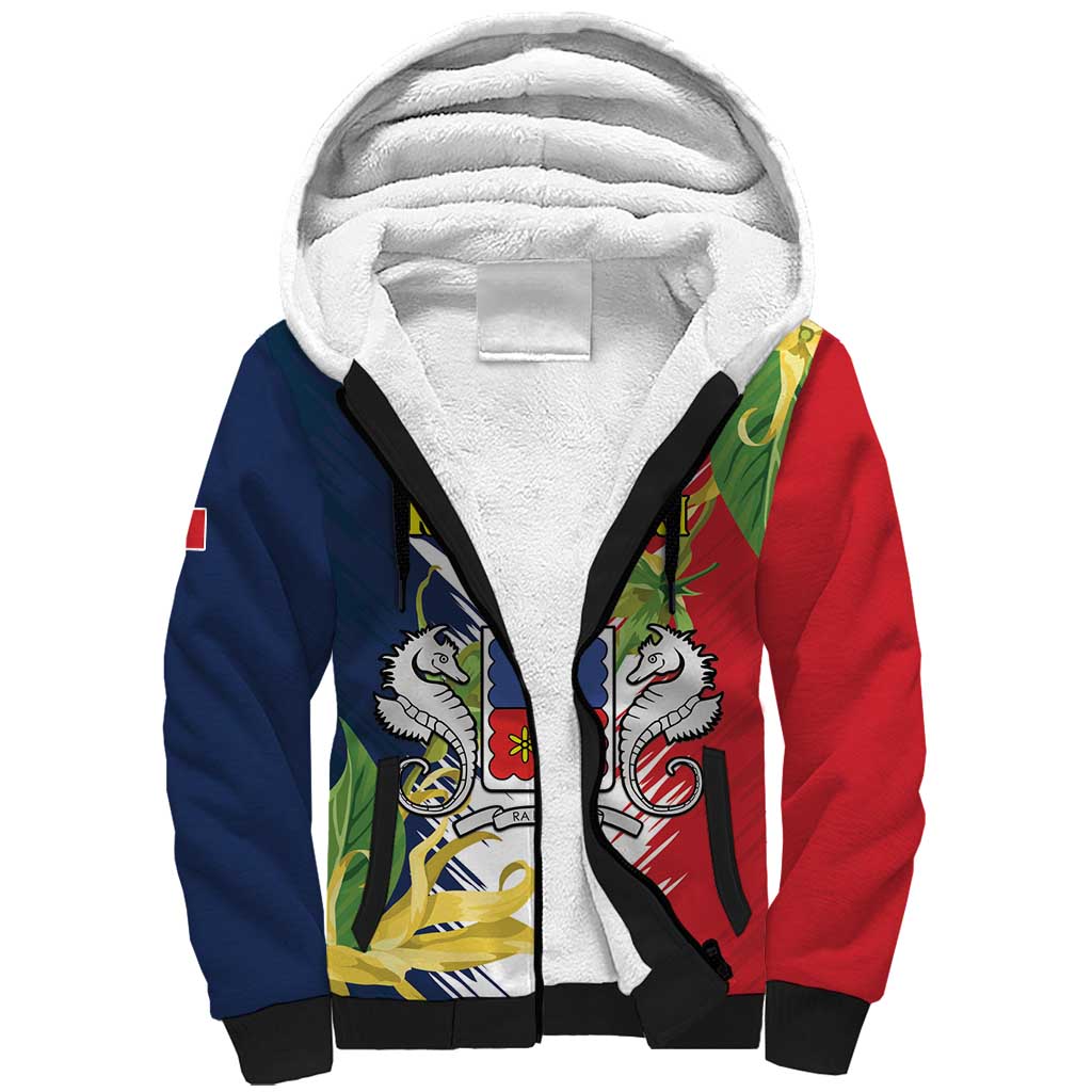 Afro Ra Hachiri 976 Sherpa Hoodie Coat Of Arms France Flag Style