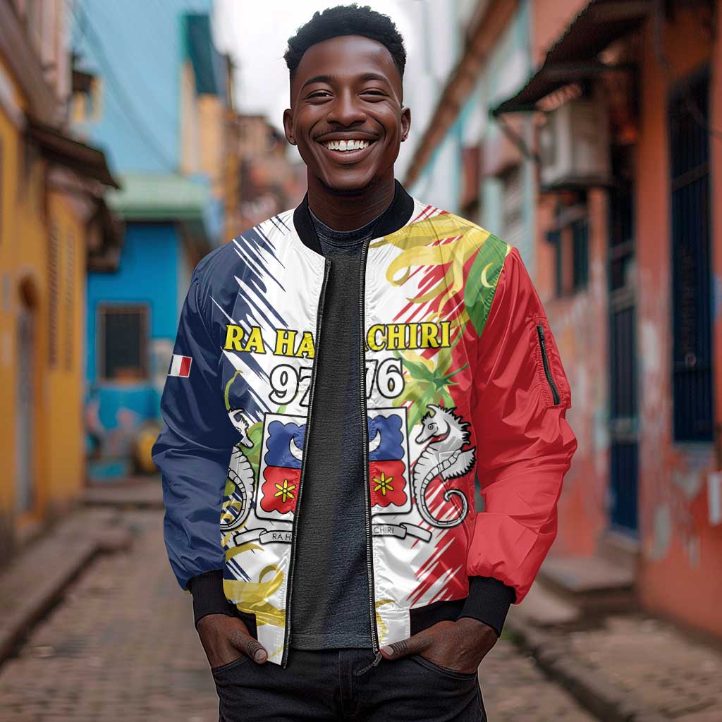 Afro Ra Hachiri 976 Sleeve Zip Bomber Jacket Coat Of Arms France Flag Style