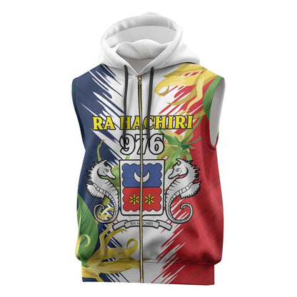 Afro Ra Hachiri 976 Sleeveless Zip Hoodie Coat Of Arms France Flag Style - African Pride