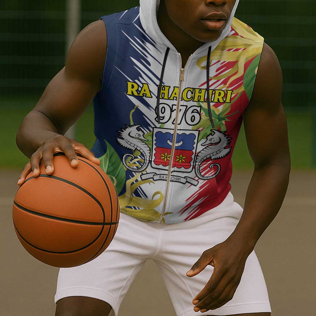 Afro Ra Hachiri 976 Sleeveless Zip Hoodie Coat Of Arms France Flag Style - African Pride