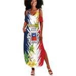 Afro Ra Hachiri 976 Summer Maxi Dress Coat Of Arms France Flag Style