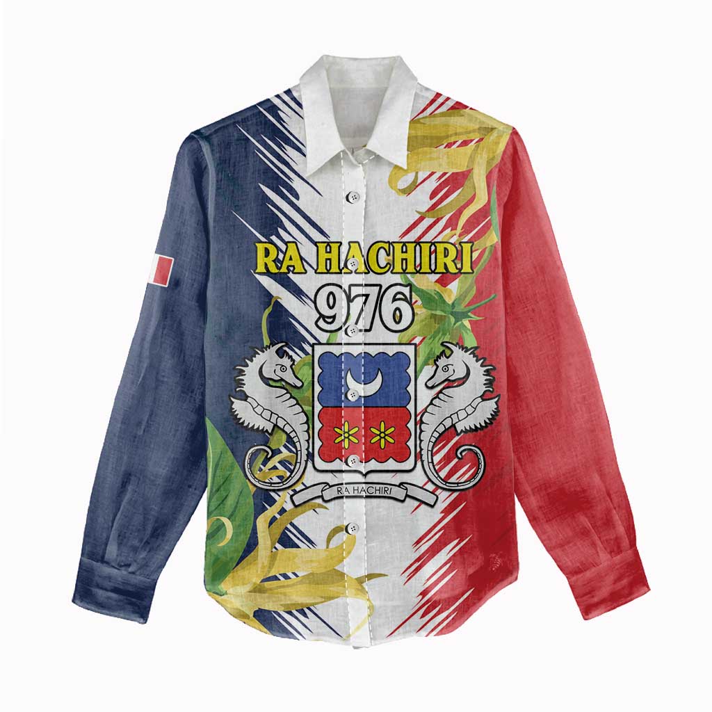 Afro Ra Hachiri 976 Women Casual Shirt Coat Of Arms France Flag Style