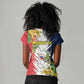 Afro Ra Hachiri 976 Women V-Neck T-Shirt Coat Of Arms France Flag Style