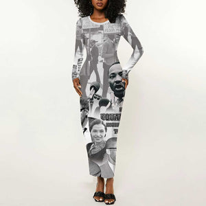 African-American History Month Long Sleeve Bodycon Dress Civil Rights Leaders LT15