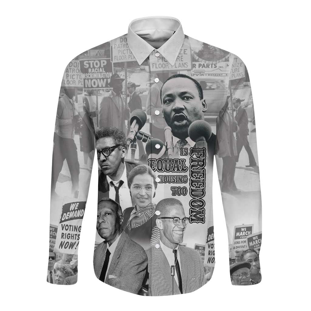 African-American History Month Long Sleeve Button Shirt Civil Rights Leaders