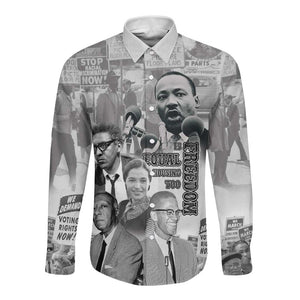 African-American History Month Long Sleeve Button Shirt Civil Rights Leaders