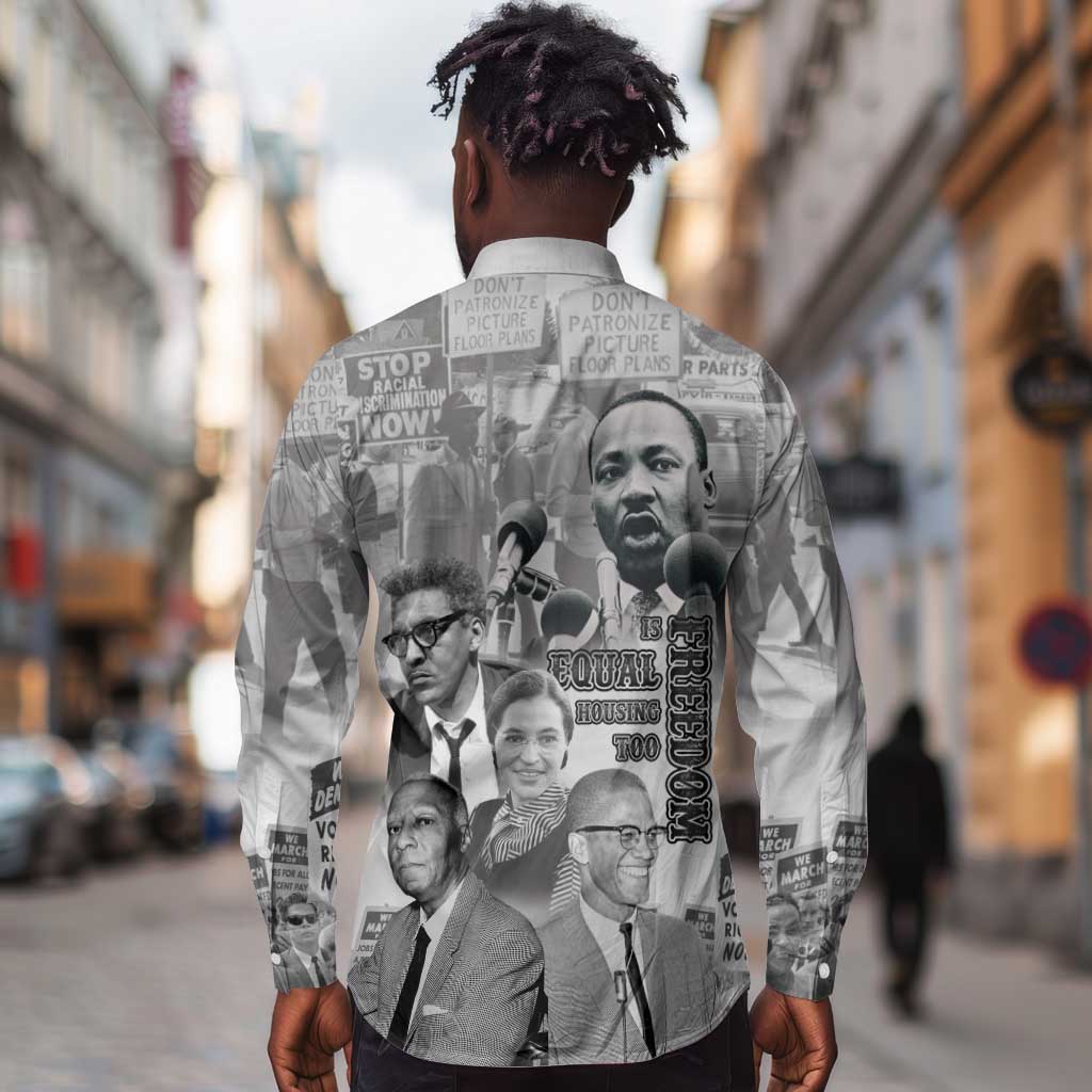 African-American History Month Long Sleeve Button Shirt Civil Rights Leaders