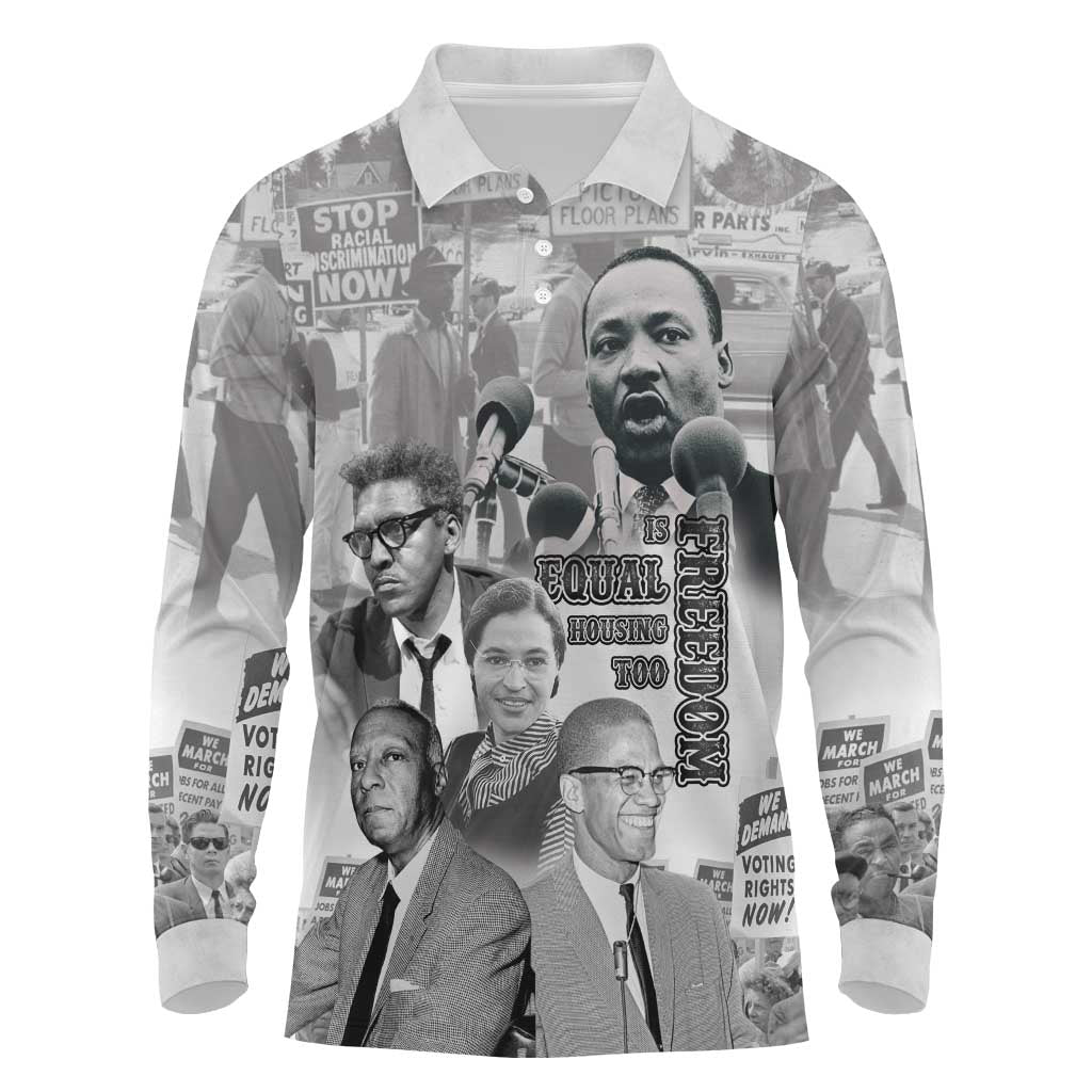 African-American History Month Long Sleeve Polo Shirt Civil Rights Leaders