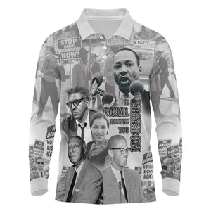 African-American History Month Long Sleeve Polo Shirt Civil Rights Leaders