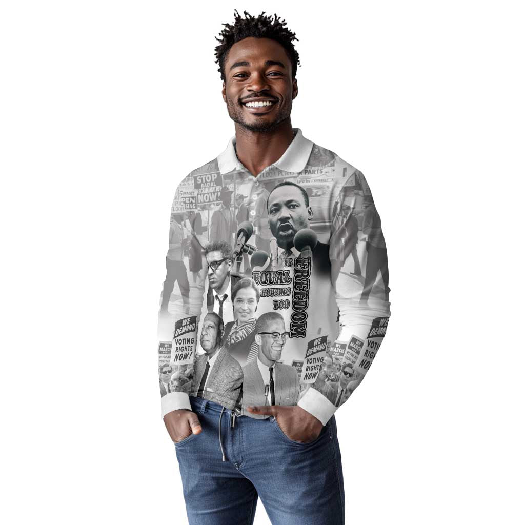 African-American History Month Long Sleeve Polo Shirt Civil Rights Leaders