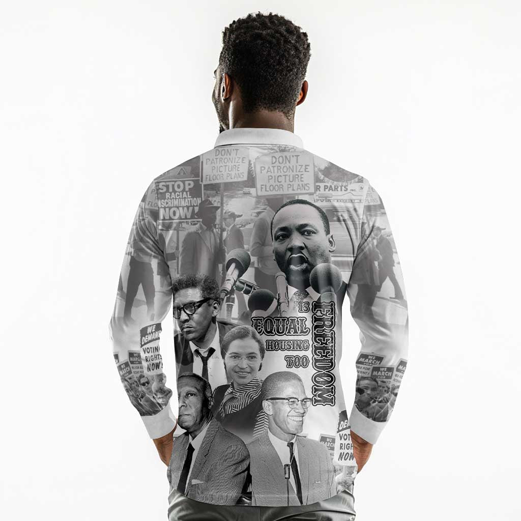 African-American History Month Long Sleeve Polo Shirt Civil Rights Leaders