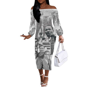 African-American History Month Off The Shoulder Long Sleeve Dress Civil Rights Leaders