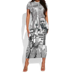 African-American History Month Short Sleeve Bodycon Dress Civil Rights Leaders LT15