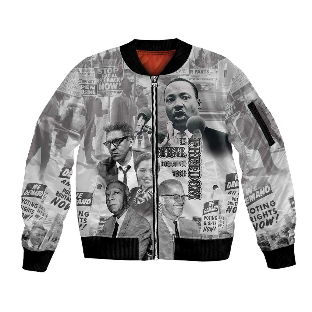 African-American History Month Sleeve Zip Bomber Jacket Civil Rights Leaders