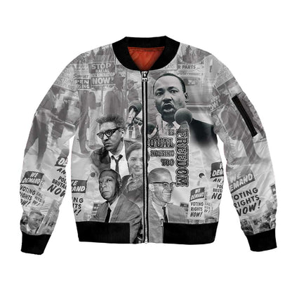 African-American History Month Sleeve Zip Bomber Jacket Civil Rights Leaders