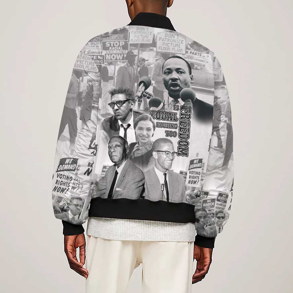 African-American History Month Sleeve Zip Bomber Jacket Civil Rights Leaders