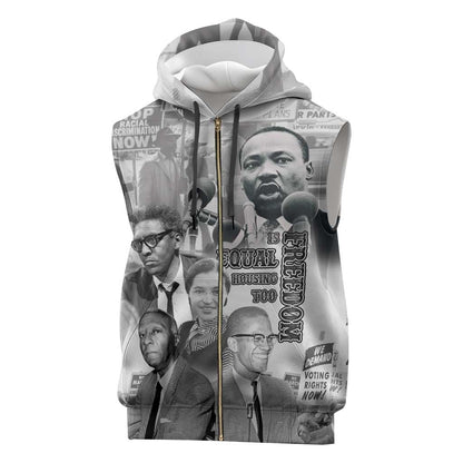 African-American History Month Sleeveless Zip Hoodie Civil Rights Leaders - African Pride