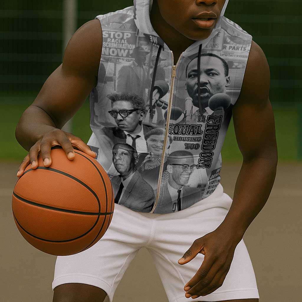 African-American History Month Sleeveless Zip Hoodie Civil Rights Leaders - African Pride