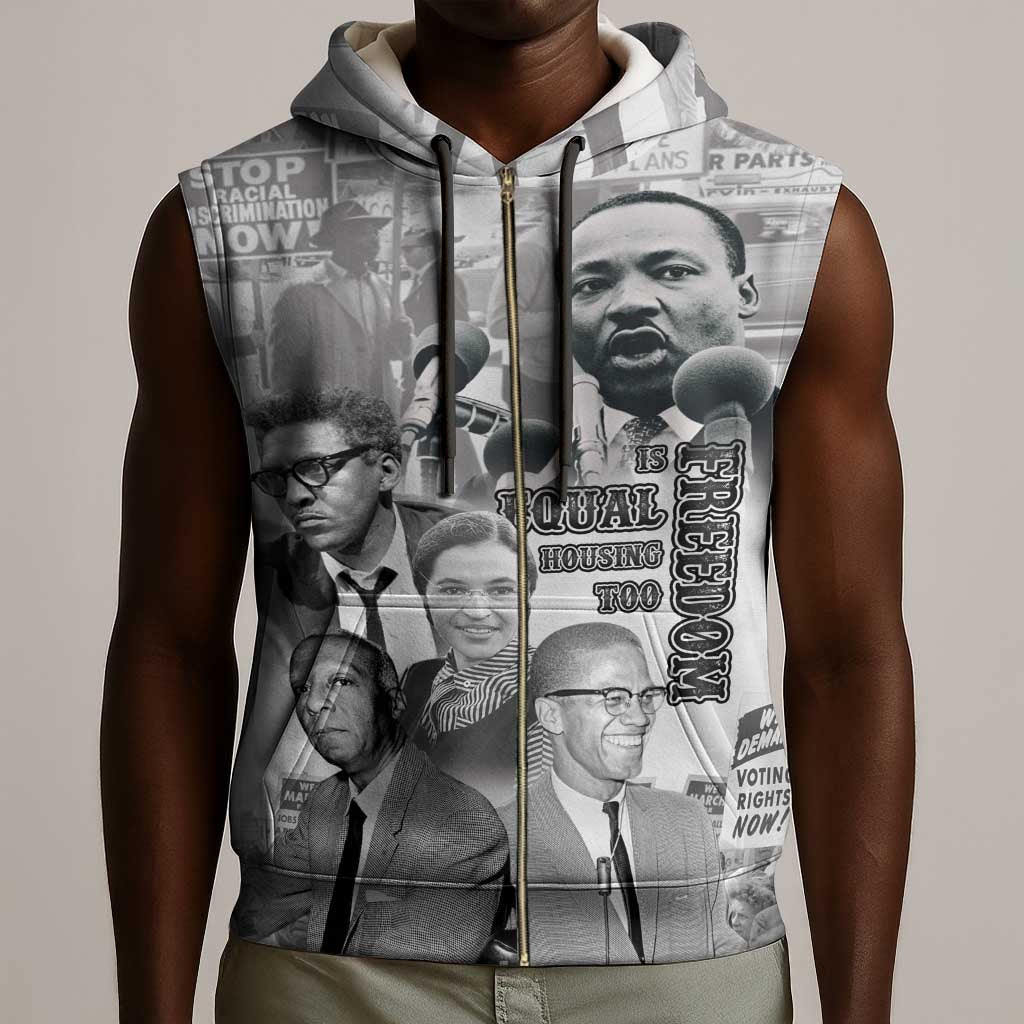 African-American History Month Sleeveless Zip Hoodie Civil Rights Leaders - African Pride