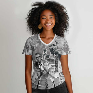 African-American History Month Women V-Neck T-Shirt Civil Rights Leaders