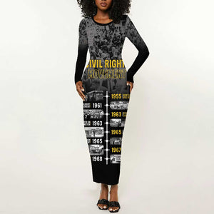 African-American History Month Long Sleeve Bodycon Dress Civil Rights Movement LT15