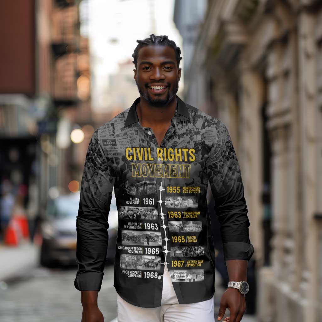 African-American History Month Long Sleeve Button Shirt Civil Rights Movement