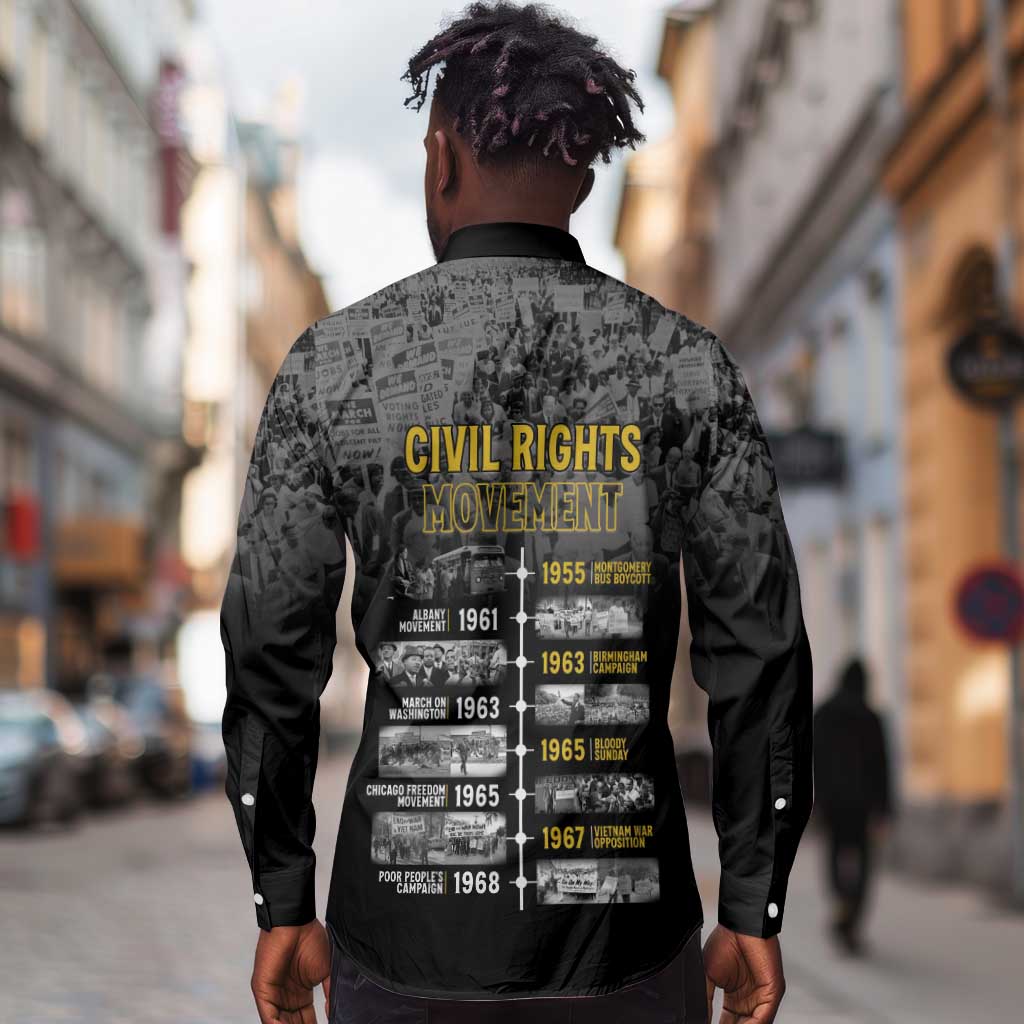 African-American History Month Long Sleeve Button Shirt Civil Rights Movement