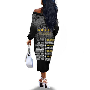 African-American History Month Off The Shoulder Long Sleeve Dress Civil Rights Movement