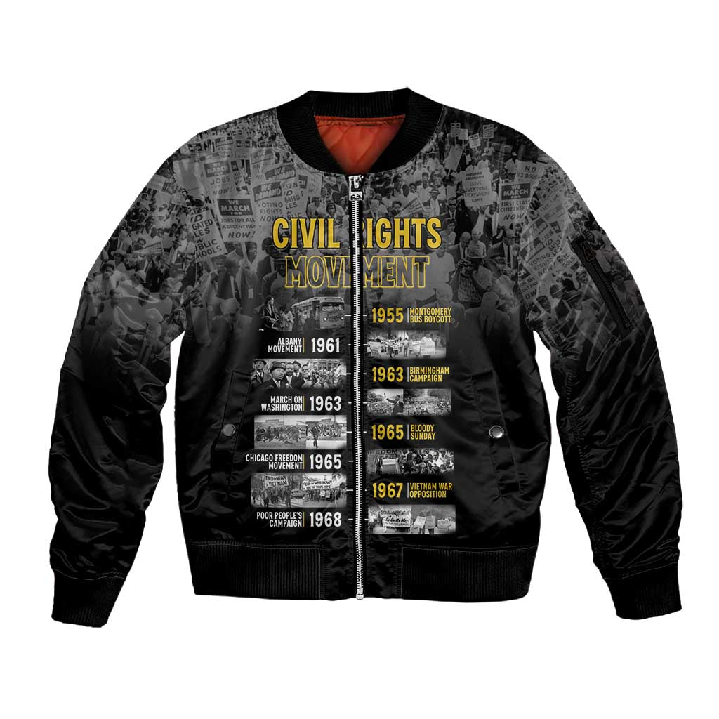 African-American History Month Sleeve Zip Bomber Jacket Civil Rights Movement