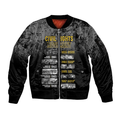 African-American History Month Sleeve Zip Bomber Jacket Civil Rights Movement
