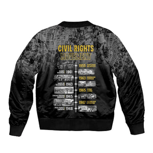 African-American History Month Sleeve Zip Bomber Jacket Civil Rights Movement