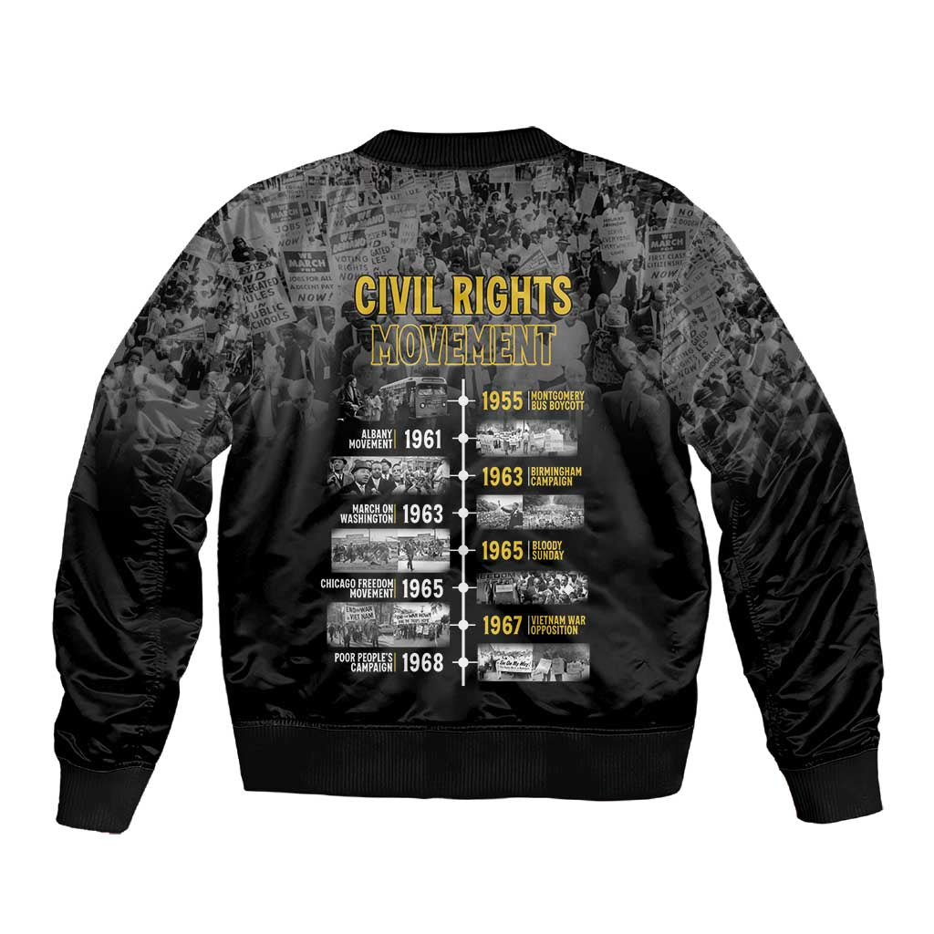 African-American History Month Sleeve Zip Bomber Jacket Civil Rights Movement