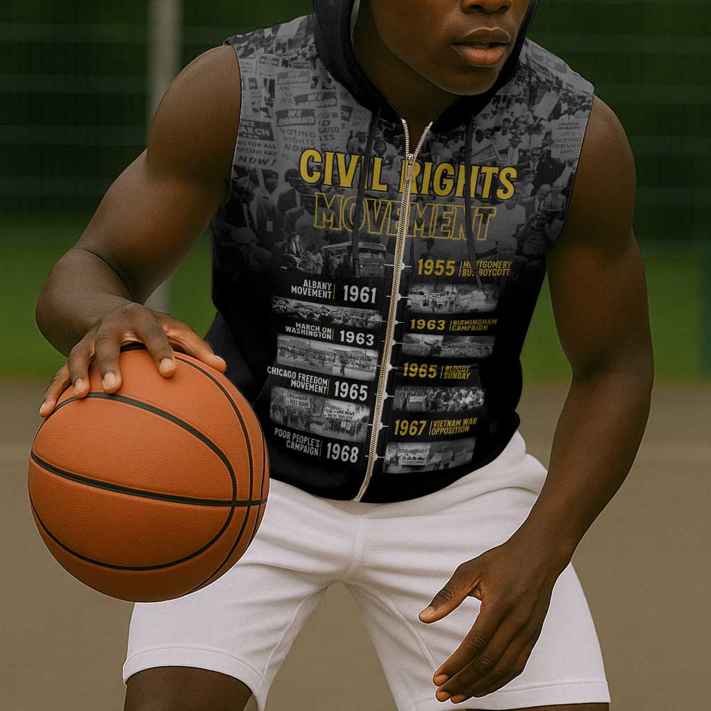 African-American History Month Sleeveless Zip Hoodie Civil Rights Movement - African Pride