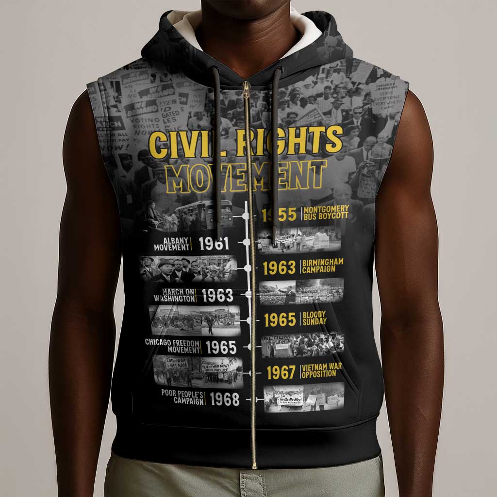 African-American History Month Sleeveless Zip Hoodie Civil Rights Movement - African Pride