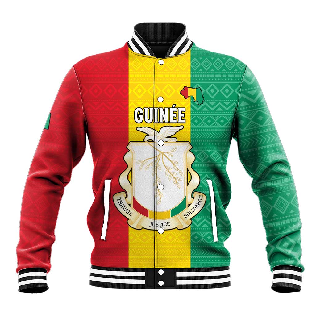 Personalised Afro Guinea Baseball Jacket Coat Of Arms Flag Style