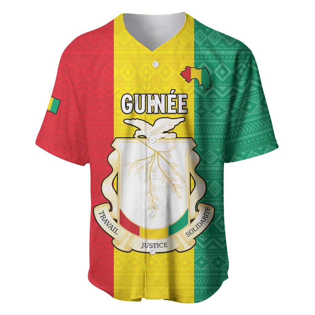 Personalised Afro Guinea Baseball Jersey Coat Of Arms Flag Style