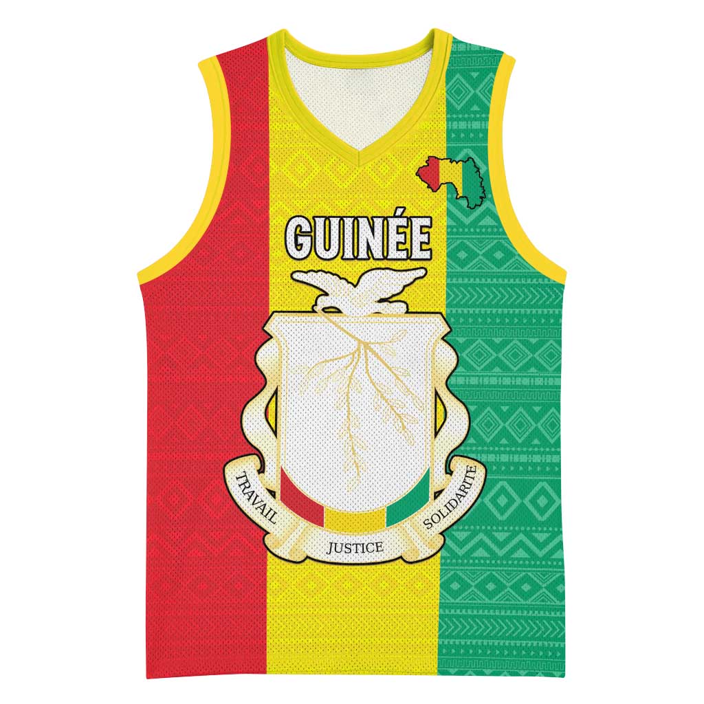 Personalised Afro Guinea Basketball Jersey Coat Of Arms Flag Style LT15