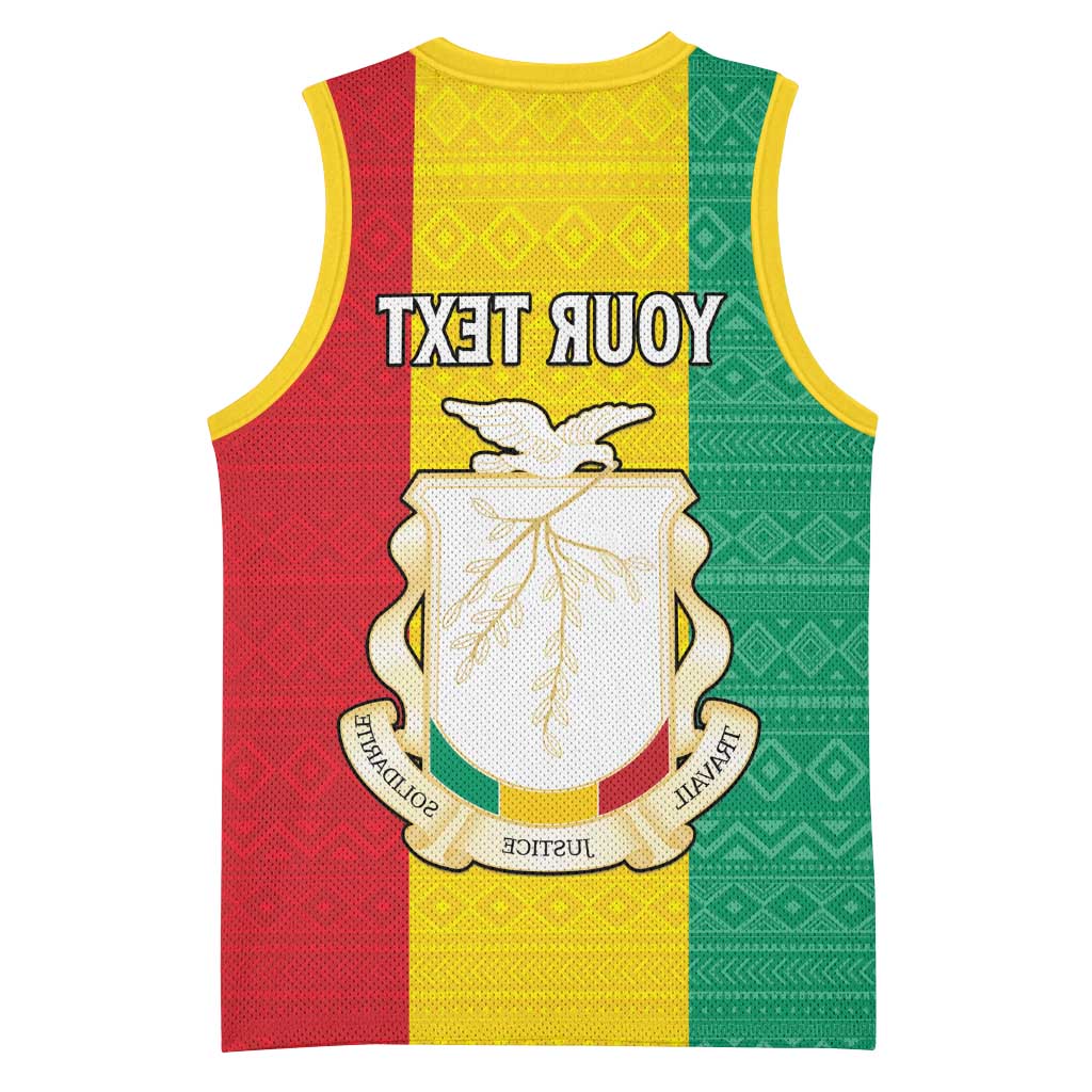 Personalised Afro Guinea Basketball Jersey Coat Of Arms Flag Style - African Pride
