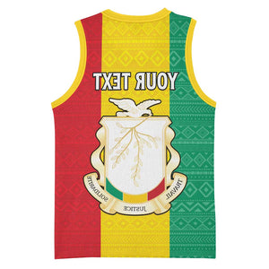 Personalised Afro Guinea Basketball Jersey Coat Of Arms Flag Style - African Pride