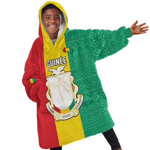 Personalised Afro Guinea Kid Wearable Blanket Hoodie Coat Of Arms Flag Style
