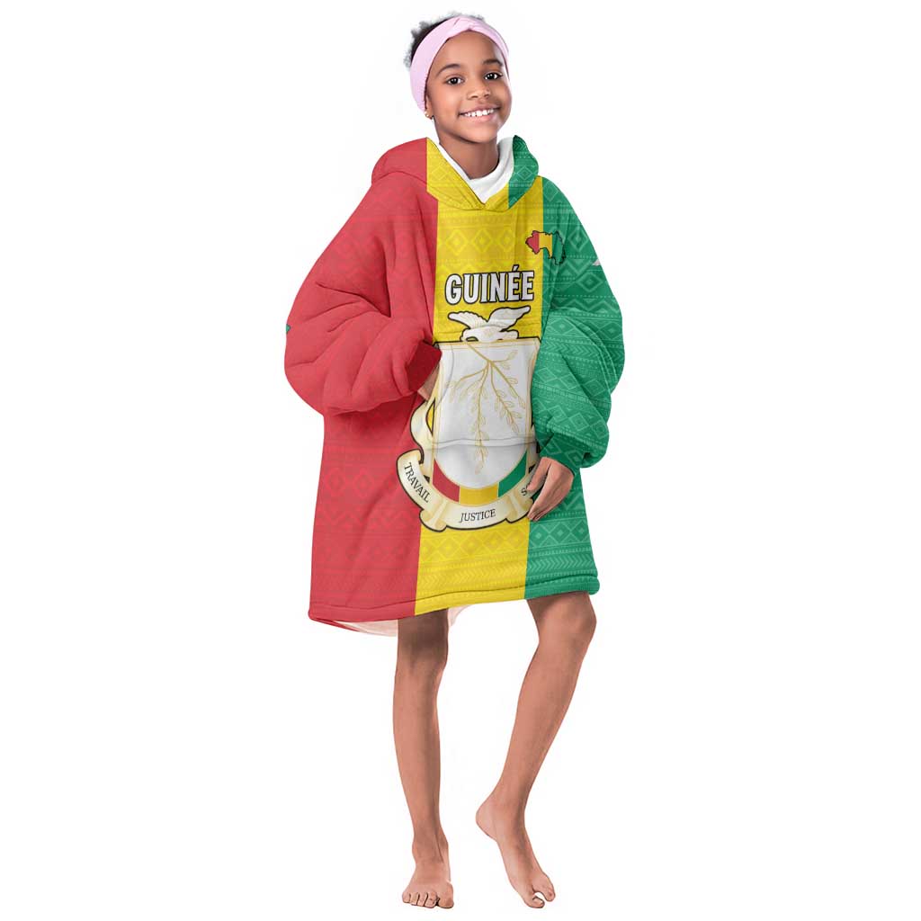 Personalised Afro Guinea Kid Wearable Blanket Hoodie Coat Of Arms Flag Style