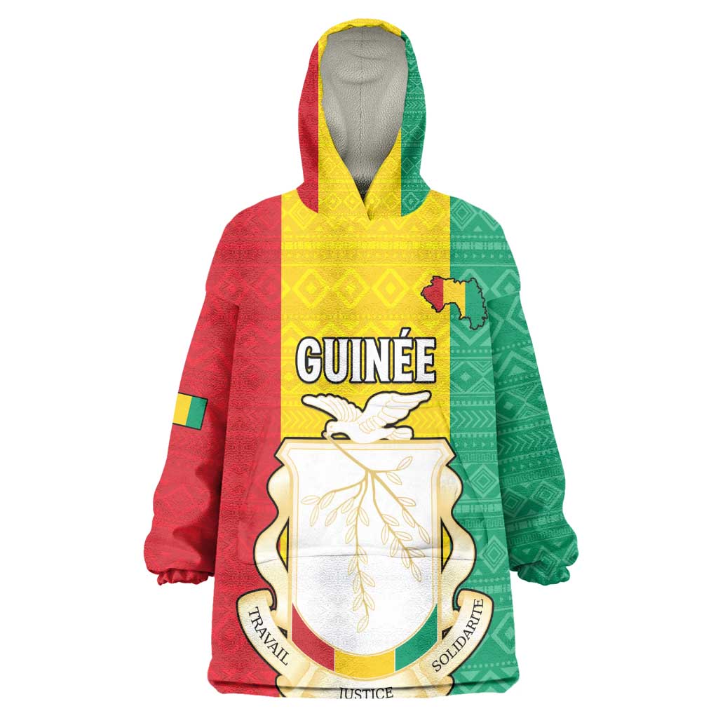 Personalised Afro Guinea Kid Wearable Blanket Hoodie Coat Of Arms Flag Style