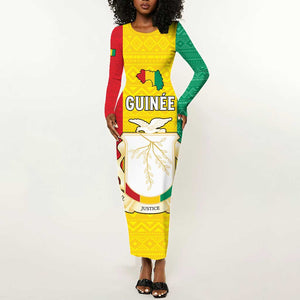 Personalised Afro Guinea Long Sleeve Bodycon Dress Coat Of Arms Flag Style LT15