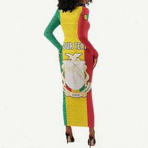Personalised Afro Guinea Long Sleeve Bodycon Dress Coat Of Arms Flag Style LT15