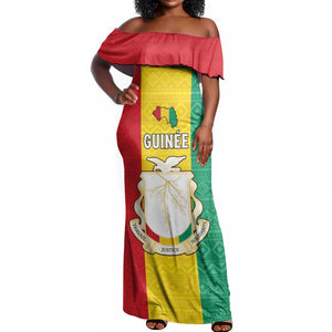 Personalised Afro Guinea Off Shoulder Maxi Dress Coat Of Arms Flag Style