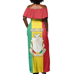 Personalised Afro Guinea Off Shoulder Maxi Dress Coat Of Arms Flag Style