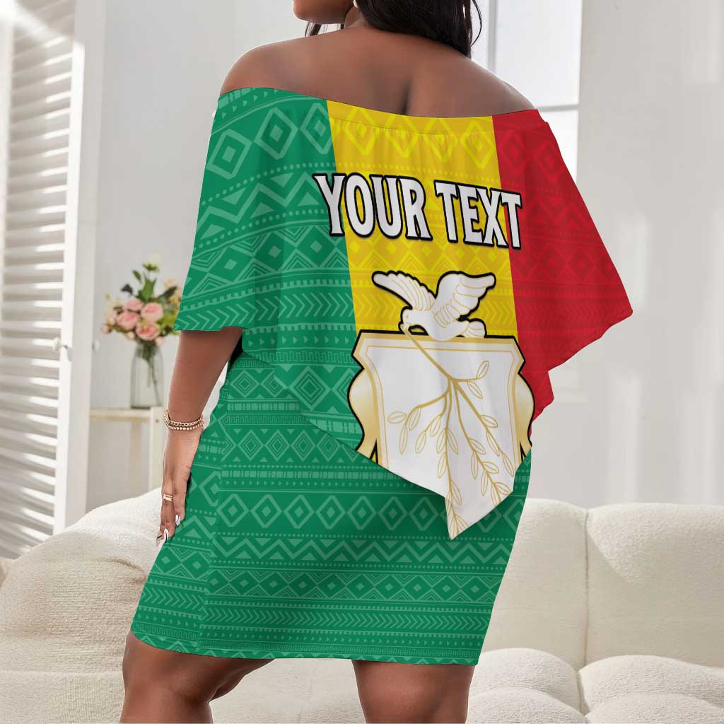 Personalised Afro Guinea Off Shoulder Short Dress Coat Of Arms Flag Style
