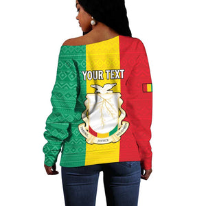 Personalised Afro Guinea Off Shoulder Sweater Coat Of Arms Flag Style